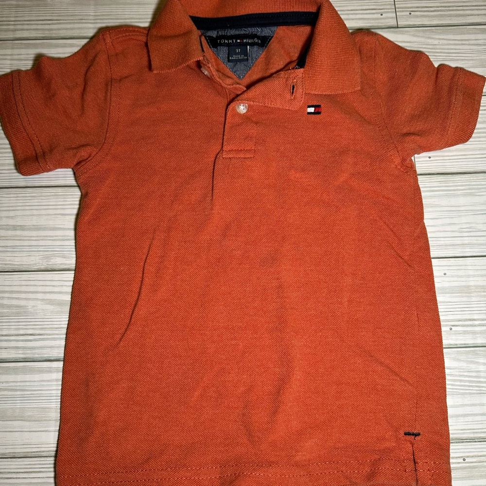 Tommy Hilfiger Vibrant Orange Kids Polo Preppy Boy School Uniform Pretty Boy